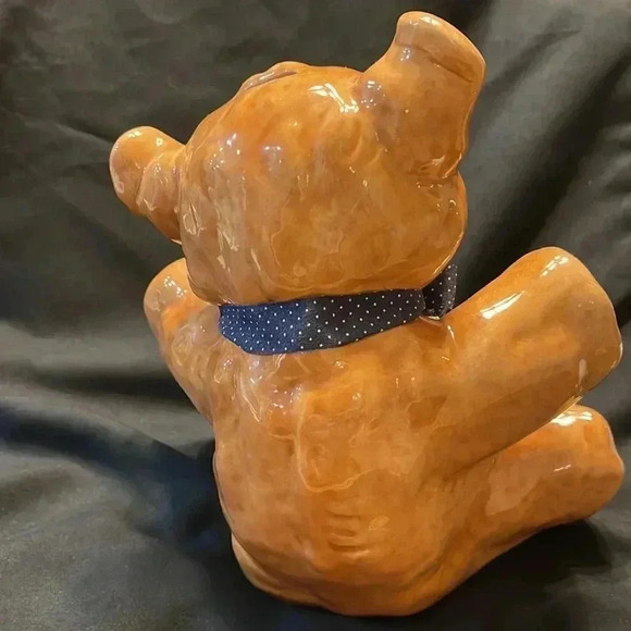 Ceramic Bear Figurine with Bow - Picture 3 of 5